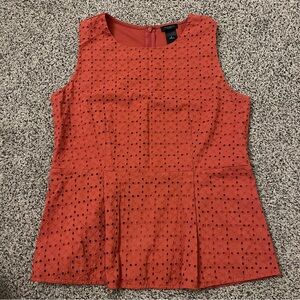 Burnt Orange Eyelet Peplum Top
